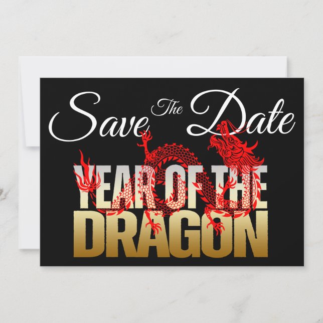 Invitation Sauvegarder La Date Année Du Dragon Mariage (Devant)