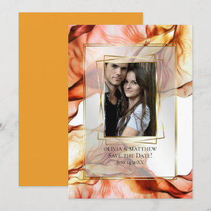 Invitation Sauvegarder la date Cadre photo Automne Abstrait