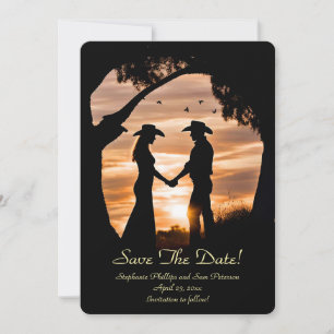 Invitation Sauvegarder la date Country Western Cowboy Cowgirl