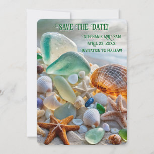 Invitation Sauvegarder la date de la plage Coquillages Verre