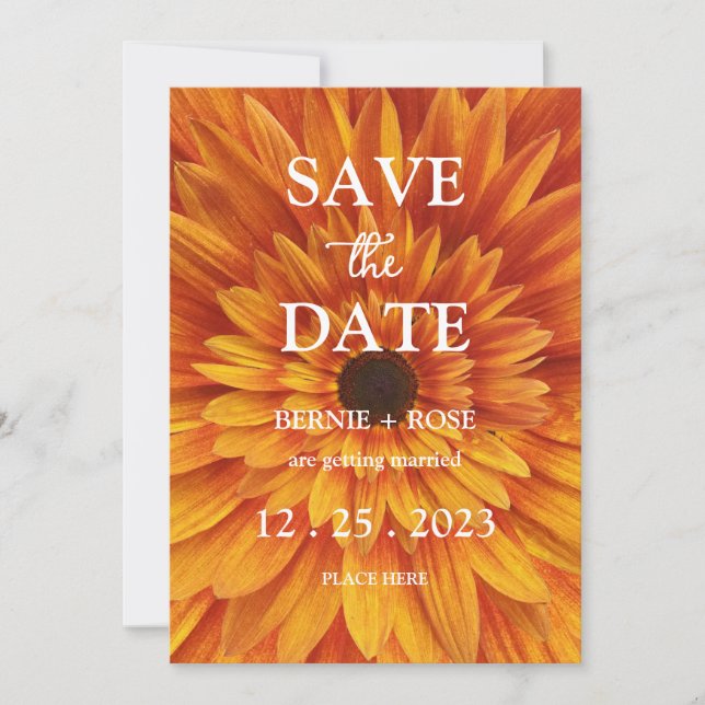 Invitation Sauvegarder la date de mariage tournesol (Devant)