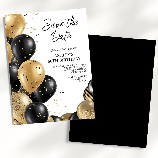 Invitation Sauvegarder la date Élégant 50e anniversaire (Créateur téléchargé)