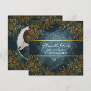 Invitation Sauvegarder la date, Élégant mariage bleu et noir