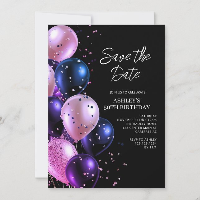 Invitation Sauvegarder la Date Glam 50e Anniversaire (Devant)