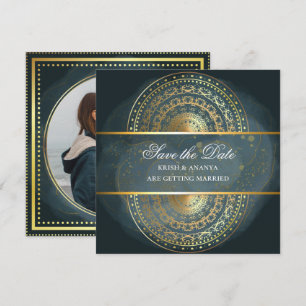Invitation Sauvegarder la date, Mariage bleu et noir Exquis