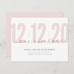 Invitation SAUVEGARDER LA DATE modernes grands nombres rose n