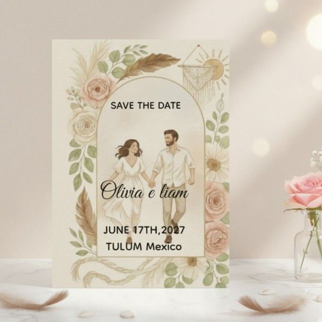 Invitation Sauvegarder la date : Olivia & Liam (Créateur téléchargé)