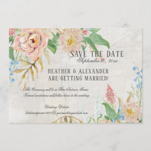 Invitation Sauvegarder la Date Photo Aquarelle Boho Floral Ma