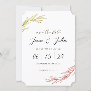 Invitation Sauvegarder la date Pretty Leaf Mariage 