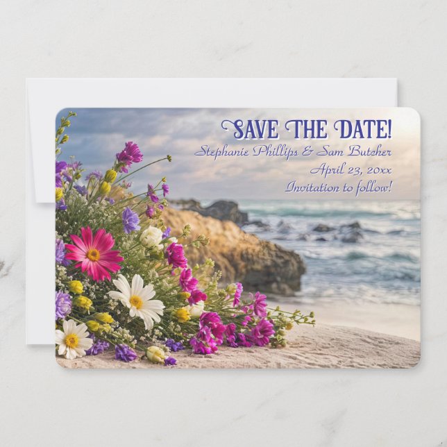 Invitation Sauvegarder la date romantique de belles fleurs su (Devant)