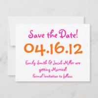 Sauvegarder la date rose et orange