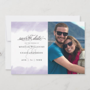 Invitation Sauvegarder la date Trait aquarelle lilas