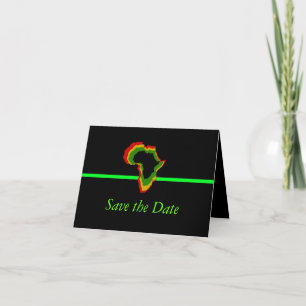Invitation "Sauver la Date" Afrique avec couleurs panafricain