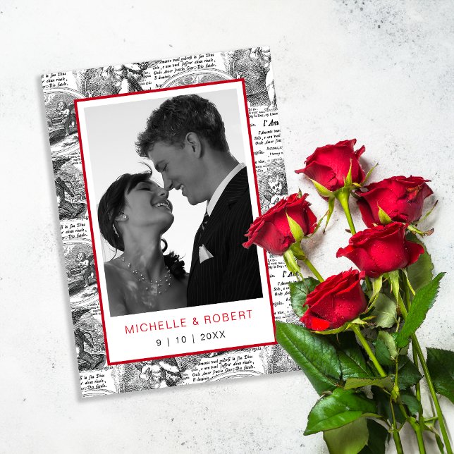 Invitation Sauver la Date Élégant Antique Cupid Photo (Créateur téléchargé)