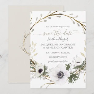 Invitation Sauver la date gris moderne sauge saule eucalyptus