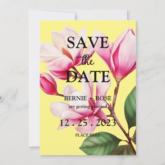 INVITATION SAUVER LA DATE MARIAGE FLEUR ROSE (Devant)