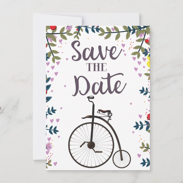 Invitation Sauver la date Penny Farthing (Dos)