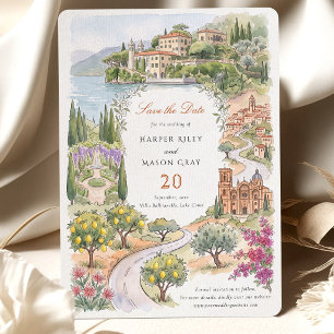 Invitation Sauver la date Villa del Balbianello Lac de Côme