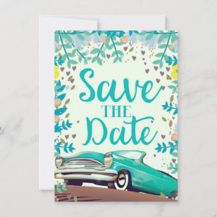 Invitation Sauver la date voiture classique vintage vintage.