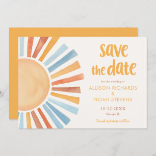 Invitation Sauvez la date boho bohemian soleil