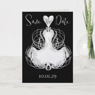 Invitation Sauvez la Date Robe Élégante Noire avec des Tourbi