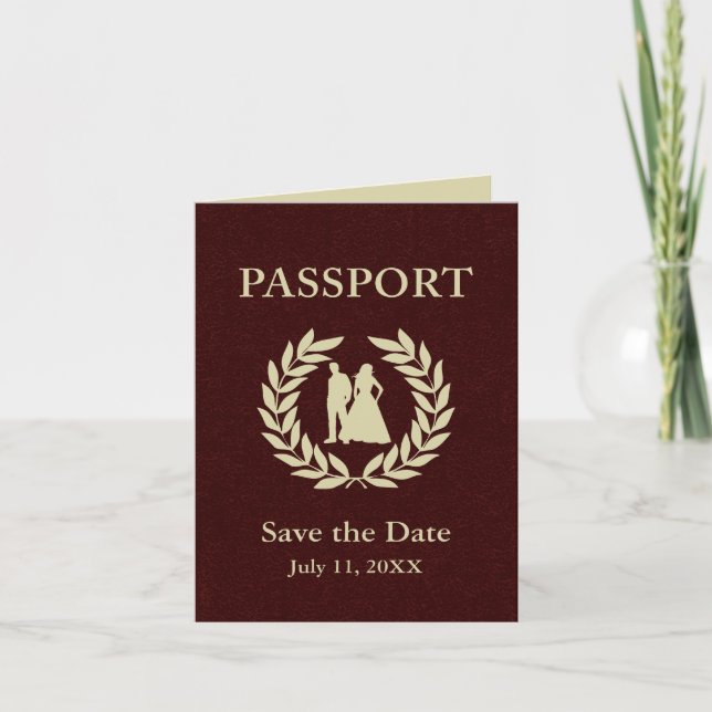 Invitation sauvez le passeport de mariage de date (Devant)