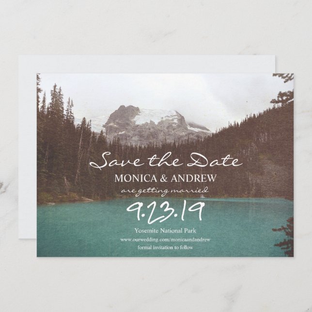 Invitation Sauvez l'invitation de Date Mountain Lake (Devant / Derrière)