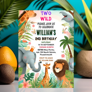 Invitation Sauvez zoo zebra safari dans Two The Wild 2e anniv