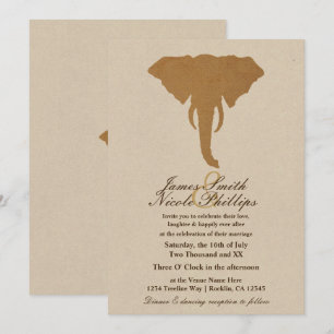 Invitation Savane africaine Eléphant brun sauvage Mariage vin