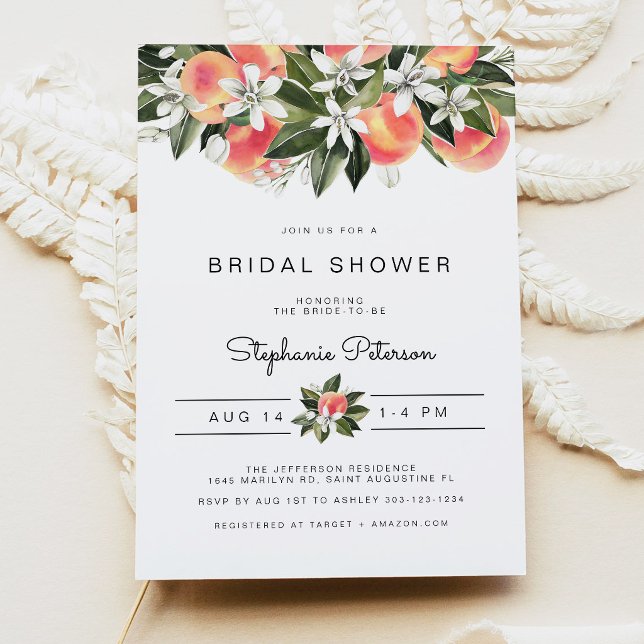 Invitation Savannah - Aquarelle Fleurs de Pêche Mariage (Créateur téléchargé)