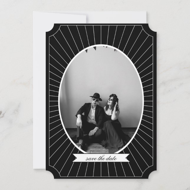 Invitation SAVE DATE Gothique Squelette Tarot Mariage B&W (Dos)