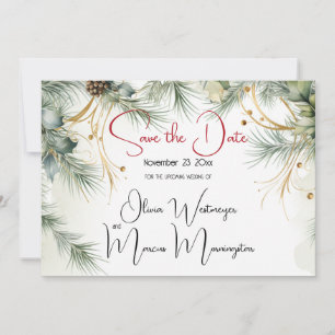 Invitation Save the date Aquarelle d'hiver