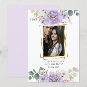 Invitation Save the date   Aquarelle Lavender Peony Floral