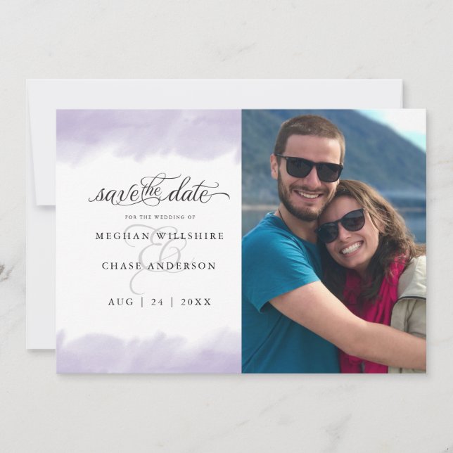 Invitation Save the date | Aquarelle Lilac (Devant)