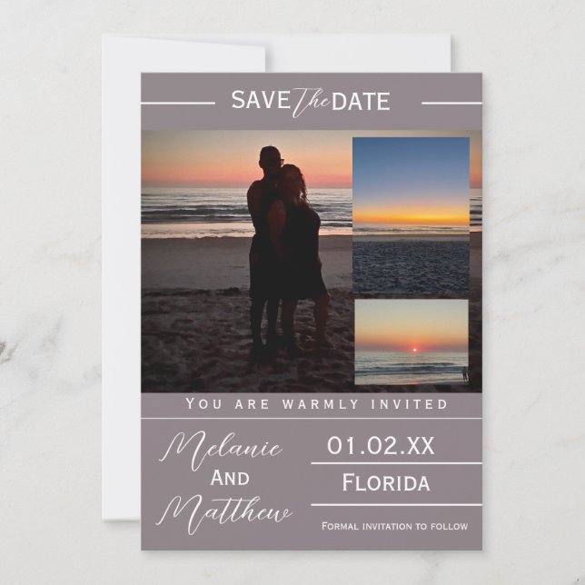 Invitation Save the Date Beach Photo Collage (Devant)