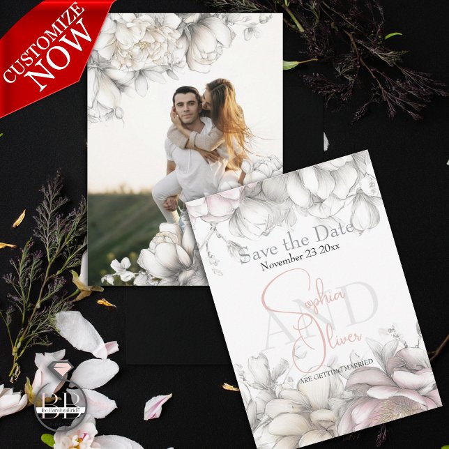 Invitation Save the Date | Classic Modern Ivory and Blush  (Créateur téléchargé)