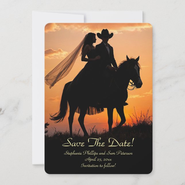Invitation Save the Date Country Western Cowboy Cowgirl (Devant)