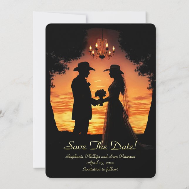 Invitation Save the Date Country Western Cowboy Cowgirl  (Devant)