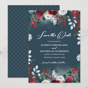 Invitation Save the date. Dusty Blue Mariage Bourgogne