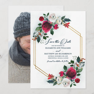 Invitation Save the date. Dusty Blue   Photo du Mariage de Bo