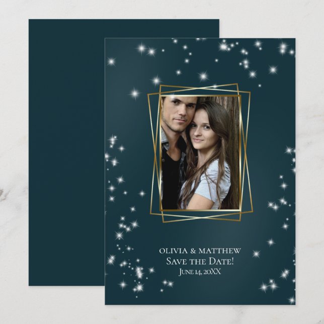 Invitation Save the date | Elégant bord de mer Sheer Tulle Ar (Devant / Derrière)