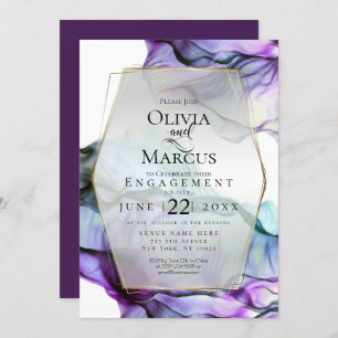 Invitation Save the date Encre d'aquarelle violette vive