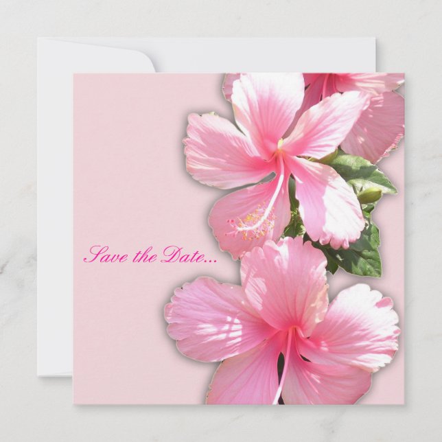 Invitation "Save the Date" Hibiscus rose (Devant)