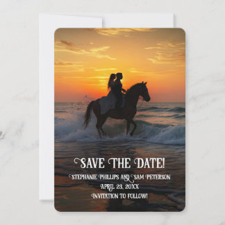 Invitation Save the Date Horseback Riding Beach