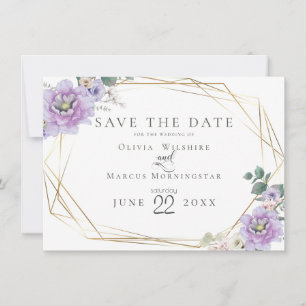 Invitation Save the date   Lavande Aquarelle Peony Flower