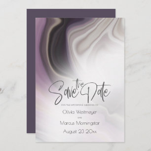 Invitation Save the date Marbre de prune