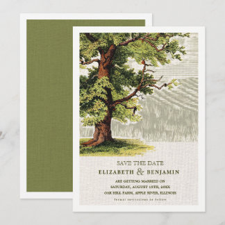 Invitation Save the date. Mariage vintage Burlap Tree