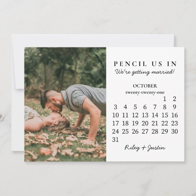 Invitation Save the date | Octobre 2021 Calendrier moderne (Devant)