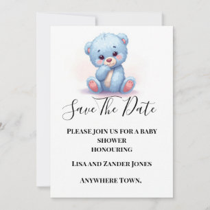 Invitation "Save the Date" Ourson bleu garçon à sa
