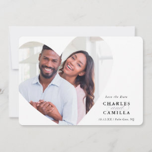 Invitation SAVE THE DATE photo moderne cadre élégant coeur